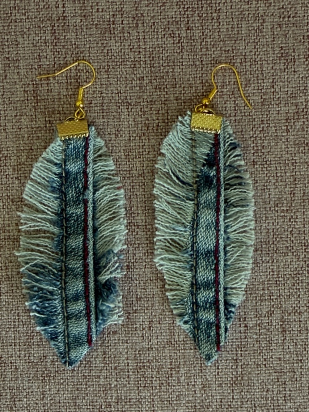 Gold-Tone Blue Denim Fringe Drop Earrings - Women Jewelry